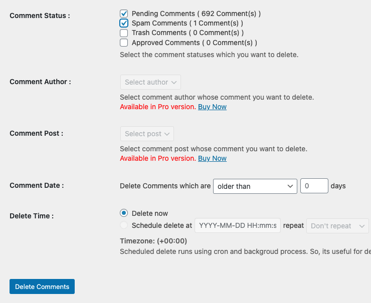 WP Bulk Delete - Eliminar comentarios de WordPress en masa